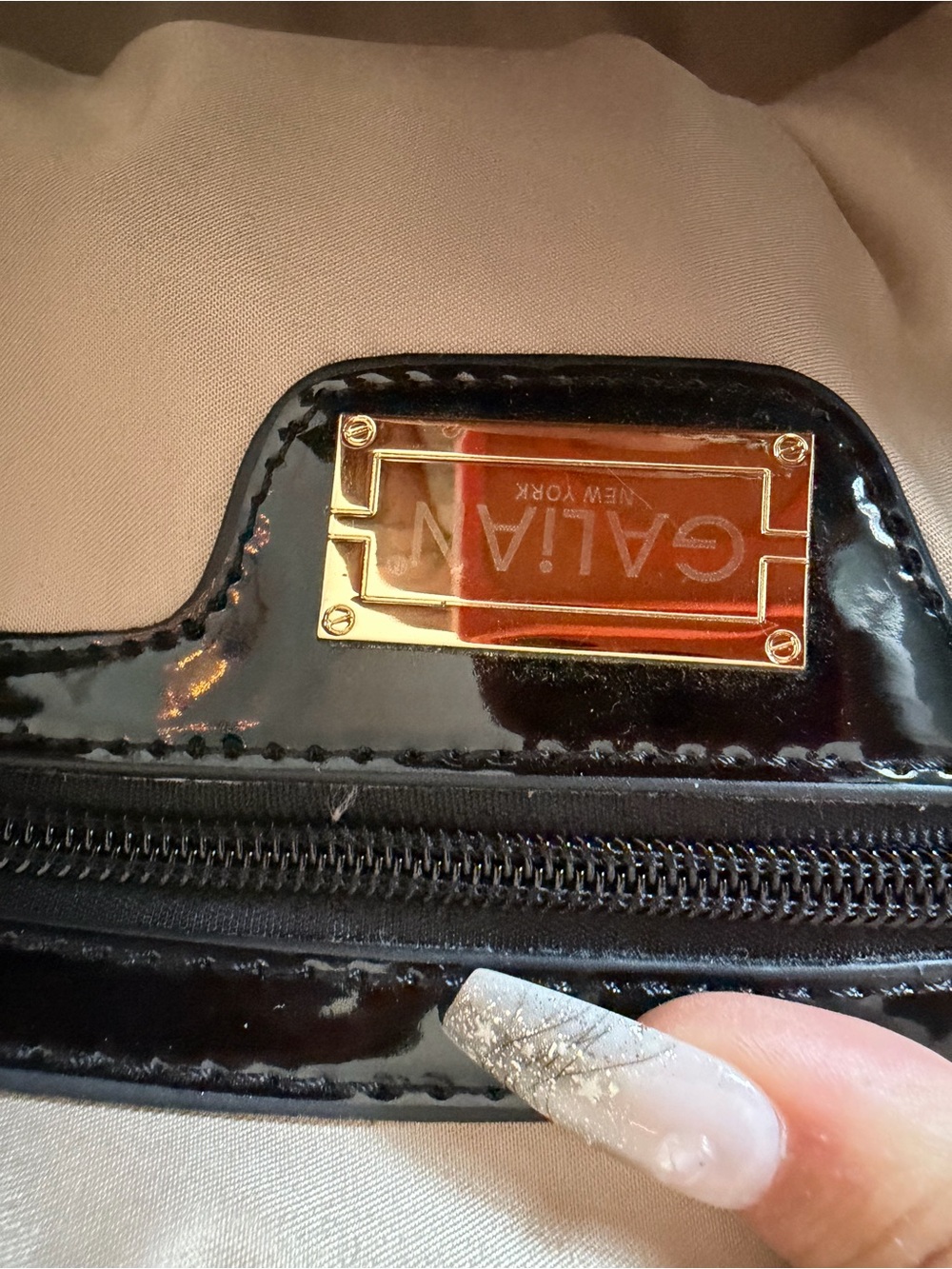 Galian New York Black Patent Shoulder Bag - Galian